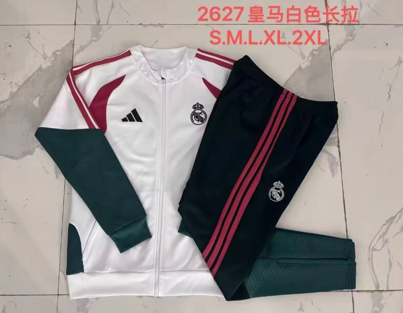 AAA Quality Real Madrid 26/27 Tracksuit - White/Pink